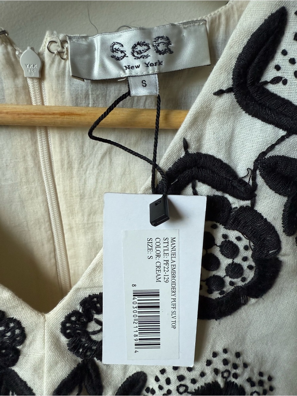NWT SEA NEW YORK Manuela Embroidered Top Cropped Floral Boho Cotton Linen Folk S - Picture 5 of 6